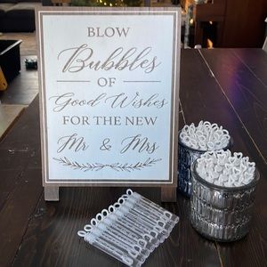 Wedding Sign and bubbles